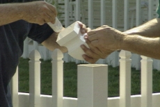 gluing finials to the vinyl picket fence posts