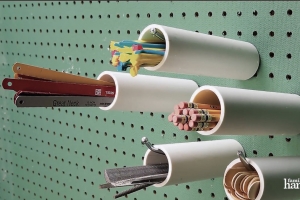 PVC Pipe used as a Pegboard Holder