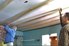Putting up furring strips for copper ceiling tiles