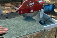 cutting tiles with wet tile saw
