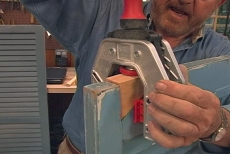 securing a one-handed face-frame clamp to hold the block