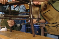 tapping antique chair joints with a dead-blow mallet