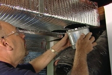 installing a round metal branch duct in the air conditioning system