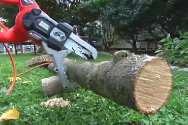 using an electric lopper on a tree