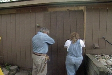 positioning siding over the exterior door opening