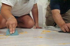 removing dried glue from laminated flooring joints