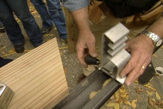 preparing to cut picnic table components
