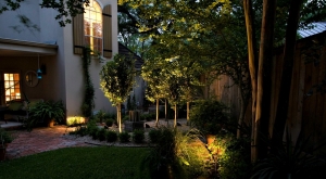 Outdoor lighting a home at night