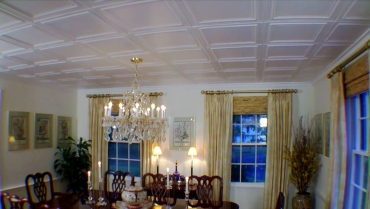 Decorative Ceiling Tiles in Dining Room