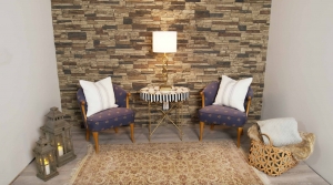 Faux stone wall accent wall