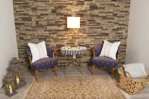 Faux stone wall accent wall