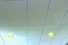 Mark track locations on ceiling with blue tape