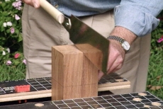 cutting the tenons with a Japanese handsaw