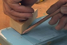 tracing a cutline for a wooden block patch