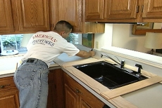 building a template for the granite countertop installation