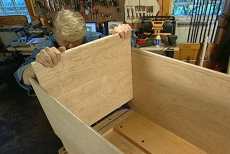 Sliding pantry back panels into place