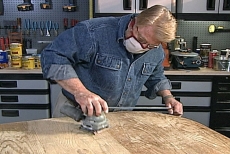 sanding the table