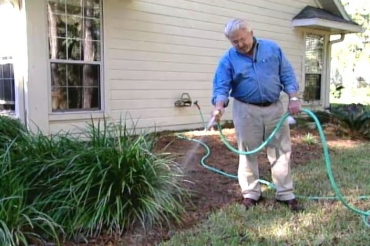 watering with a hose